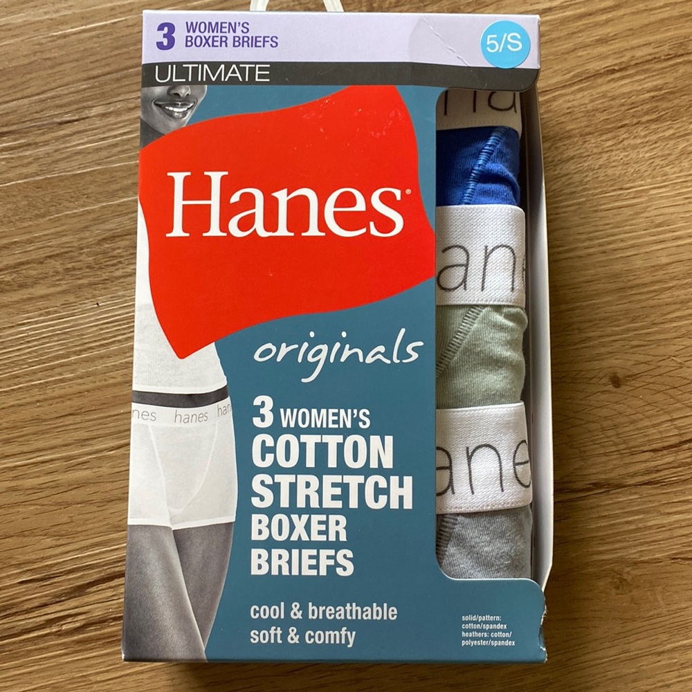 NEW Hanes women cotton stretch boxer briefs 3 piece set
